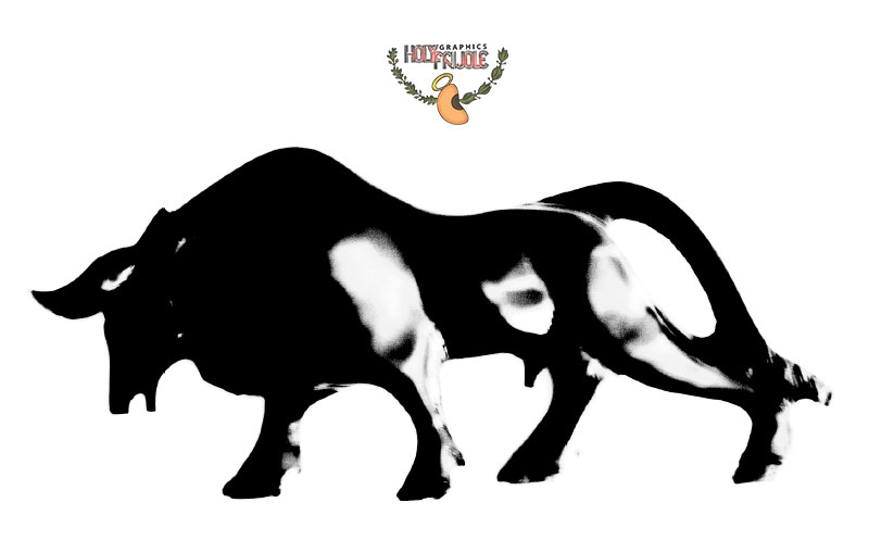Black and white bull silhouette